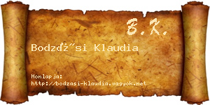Bodzási Klaudia névjegykártya